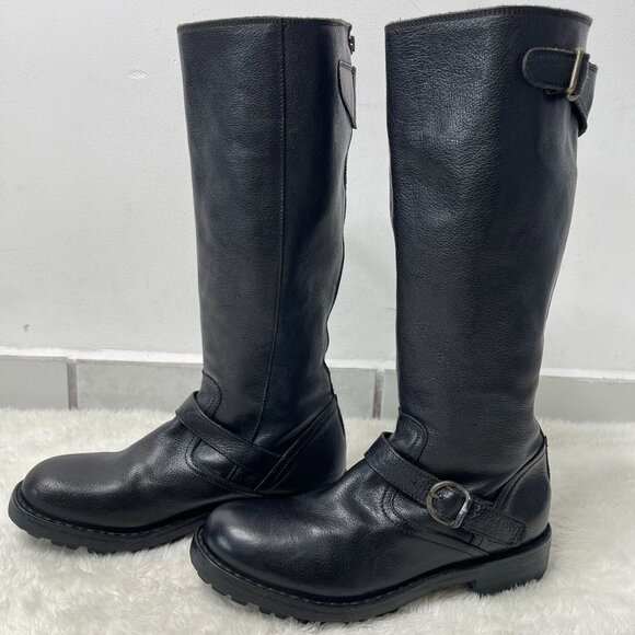 Fiorentini + Baker Women's Black Leather Mid Calf Round Toe Boot Shoes Size 8.5 - Picture 1 of 11